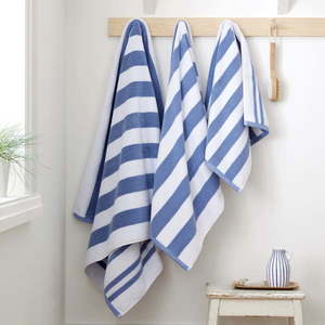 Biela/modrá bavlnená osuška 90x140 cm Stripe Jacquard – Bianca vyobraziť