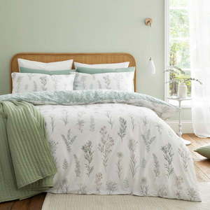 Biele/zelené bavlnené obliečky na dvojlôžko 200x200 cm Wild Flowers – Bianca vyobraziť