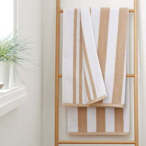 Biela/béžová bavlnená osuška 90x140 cm Stripe Jacquard – Bianca vyobraziť