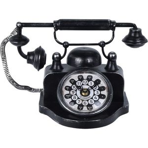 Stolné hodiny Old telephone, čierna vyobraziť