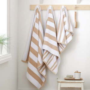 Biely/béžový bavlnený uterák 50x85 cm Stripe Jacquard – Bianca vyobraziť