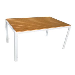 KONDELA Záhradný stôl, biela oceľ/dub, BONTO vyobraziť