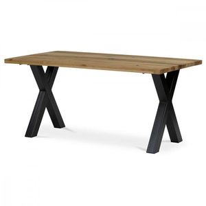 AUTRONIC DS-X160 DUB Stůl jídelní, 160x90x75 cm, masiv dub, kovové podnoží ve tvaru písmene "X" , černý lak vyobraziť