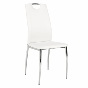 Jedálenská stolička, ekokoža biela/chróm, ERVINA vyobraziť