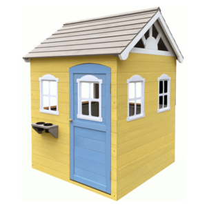 Drevený záhradný domček pre deti, biela/sivá/žltá/modrá, NESKO vyobraziť
