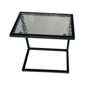 Záhradný stolík, čierna oceľ/tvrdené sklo, SELKO vyobraziť