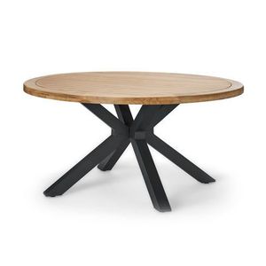 Jedálenský stôl z tíkového dreva s moderným dizajnom nôh do X vyobraziť