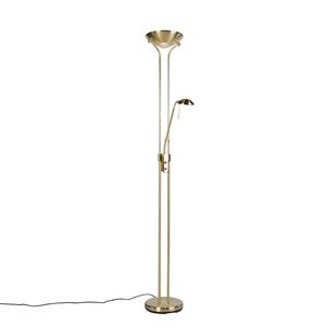 Stojacia lampa zlatá s lampou na čítanie vrátane LED a stmievača - Diva 2 vyobraziť