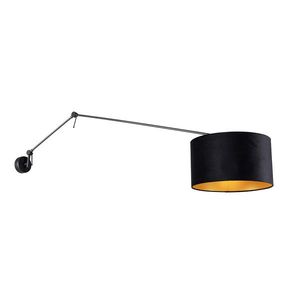 Nástenná lampa čierna s velúrovým tienidlom čierna 35 cm nastaviteľná - Blitz vyobraziť