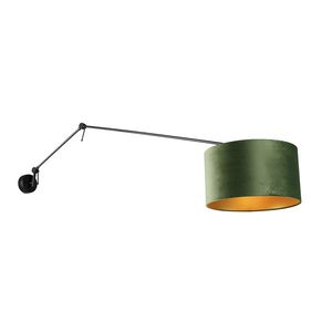 Nástenná lampa čierna s velúrovým tienidlom zeleným 35 cm nastaviteľná - Blitz vyobraziť