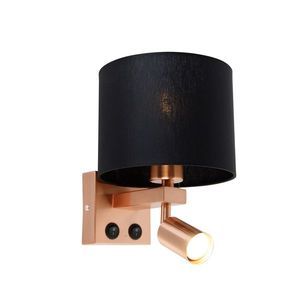 Nástenná lampa medená s lampou na čítanie a tienidlom 18 cm čierna - Brescia vyobraziť