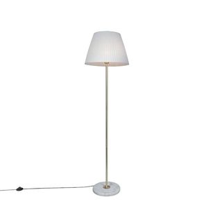 Retro stojaca lampa mosadz so skladaným tienidlom krémová 45 cm - Kaso vyobraziť
