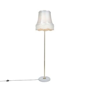 Retro stojaca lampa mosadz s krémovým odtieňom Granny 45 cm - Kaso vyobraziť