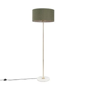 Stojacia lampa mosadz so zeleným tienidlom 50 cm - Kaso vyobraziť