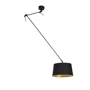 Závesná lampa s bavlneným tienidlom čierna so zlatom 35 cm - Blitz I čierna vyobraziť