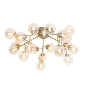 Moderné stropné svietidlo bronzové s jantárovým sklom 20 svetiel - Bianca vyobraziť