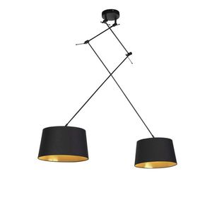 Závesná lampa s bavlnenými odtieňmi čierna so zlatou 35 cm - Blitz II čierna vyobraziť