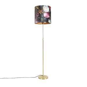 Stojacia lampa zlatá / mosadz so zamatovým odtieňom kvetov 40/40 cm - Parte vyobraziť