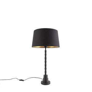 Stolová lampa v štýle art deco čierna s čiernym bavlneným tienidlom 35 cm - Pisos vyobraziť