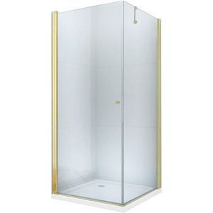 MEXEN/S - Pretoria otváracia sprchovací kút 70x80, sklo transparent, zlatá + vanička 852-070-080-50-00-4010 vyobraziť