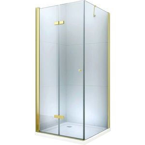 MEXEN/S - Sprchovací kút zalamovací Lima 70x80, číre sklo, zlatý + vanička 856-070-080-50-00-4010 vyobraziť