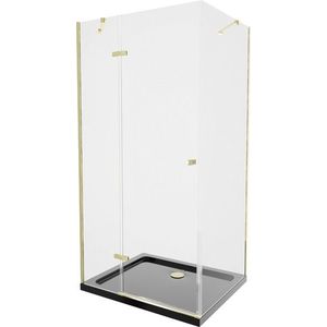 MEXEN/S - Roma sprchovací kút 100x80, transparent, zlatá + čierna vanička so sifónom 854-100-080-50-00-4070G vyobraziť