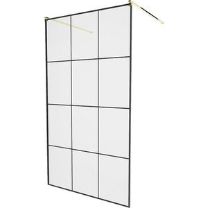 MEXEN/S - KIOTO samostatne stojaca sprchová zástena 100 x 200, transparent/čierna vzor 8 mm, zlatá 800-100-002-50-77 vyobraziť