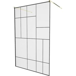 MEXEN/S - KIOTO samostatne stojaca sprchová zástena 100 x 200, transparent/čierna vzor 8 mm, zlatá 800-100-002-50-78 vyobraziť