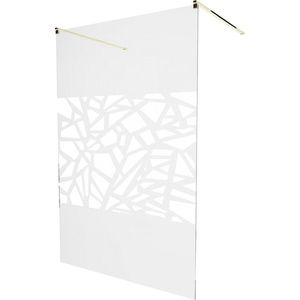 MEXEN/S - KIOTO samostatne stojaca sprchová zástena 100 x 200, transparent/biela vzor 8 mm, zlatá 800-100-002-50-85 vyobraziť