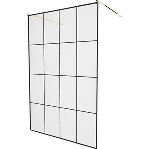 MEXEN/S - KIOTO samostatne stojaca sprchová zástena 130 x 200, transparent/čierna vzor 8 mm, zlatá 800-130-002-50-77 vyobraziť