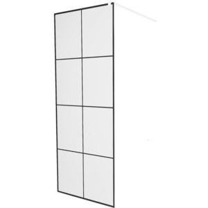 MEXEN/S - KIOTO Sprchová zástena WALK-IN 80 x 200, transparent/čierny vzor 8 mm, biela 800-080-101-20-77 vyobraziť