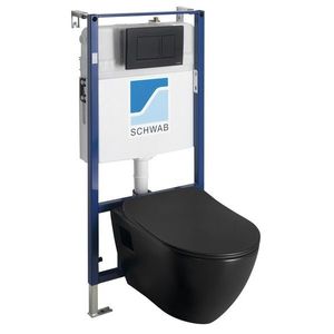 SAPHO - Závesné WC PAULA s podomietkovou nádržkou a tlačidlom Schwab, čierna mat TP325-51SM-SET5 vyobraziť