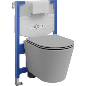 MEXEN/S - WC predstenová inštalačná sada Fenix XS-F s misou WC Rico + sedátko softclose, svetlo šedá mat 68030724061 vyobraziť