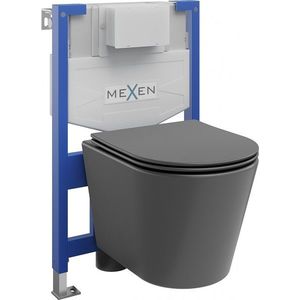 MEXEN/S - WC predstenová inštalačná sada Fenix XS-F s misou WC Rico + sedátko softclose, tmavo šedá mat 68030724071 vyobraziť