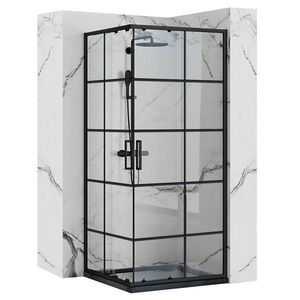REA/S - Sprchovací kút CONCEPT 90x90 - čierny + biela sprchová vanička Savoy KPL-K1001 vyobraziť