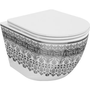 MEXEN - Lena Závesná WC misa vrátane sedátka s slow-slim, Duroplastu, biela/čierny vzor 30224095 vyobraziť