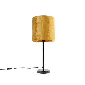 Moderná stolná lampa čierna so zlatým tienidlom 25 cm - Simplo vyobraziť