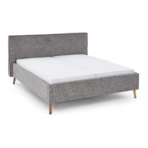 Sivá čalúnená dvojlôžková posteľ s úložným priestorom s roštom 160x200 cm Riva – Meise Möbel vyobraziť