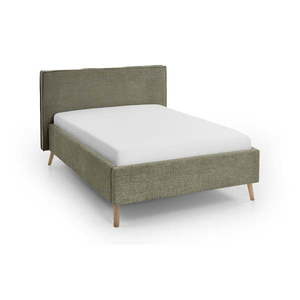 Tmavozelená čalúnená dvojlôžková posteľ s úložným priestorom s roštom 140x200 cm Riva – Meise Möbel vyobraziť