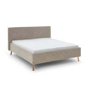 Béžová čalúnená dvojlôžková posteľ s úložným priestorom s roštom 160x200 cm Riva – Meise Möbel vyobraziť