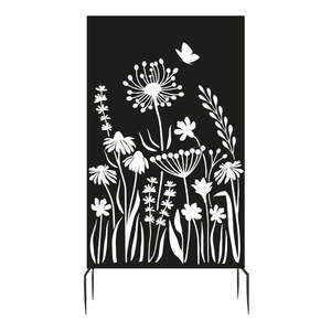 Čierna kovová balkónová zástena 100x186 cm Flowers – Esschert Design vyobraziť