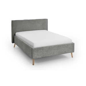 Sivá čalúnená dvojlôžková posteľ s úložným priestorom s roštom 140x200 cm Riva – Meise Möbel vyobraziť