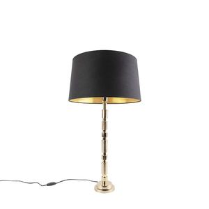 Stolová lampa v štýle art deco zlatá s bavlneným tienidlom čierna 45 cm - Torre vyobraziť
