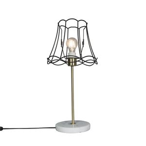 Retro stolná lampa mosadz s rámom Granny čierna 25 cm - Kaso vyobraziť