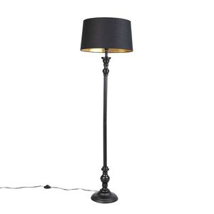 Stojacia lampa s bavlneným tienidlom čierna so zlatou 45 cm - Classico vyobraziť