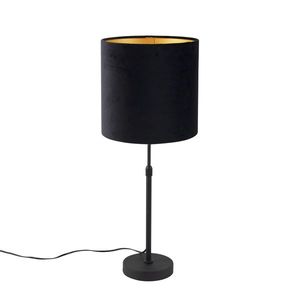 Stolová lampa čierna s velúrovým odtieňom čierna so zlatom 25 cm - Parte vyobraziť