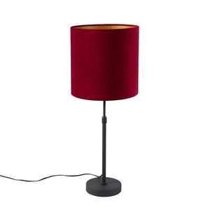Stolová lampa čierna s velúrovým odtieňom červená so zlatom 25 cm - Parte vyobraziť
