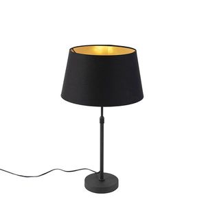 Stolová lampa čierna s tienidlom čierna so zlatom 35 cm - Parte vyobraziť