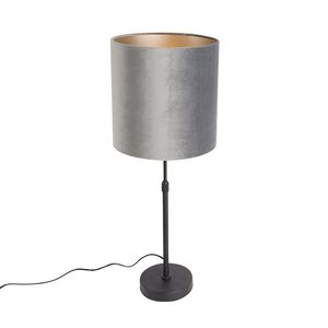 Moderná stolná lampa čierna látkové tienidlo sivá 25 cm nastaviteľná - Parte vyobraziť