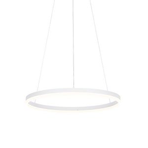 Dizajnové závesné svietidlo biele 60 cm vrátane LED 3-stupňovo stmievateľné - Anello vyobraziť